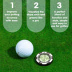 Slopemaster Progreen Reader - Golf Ball Marker With High Precision Green Reading Aid Golf Accessories For Men Women - Black