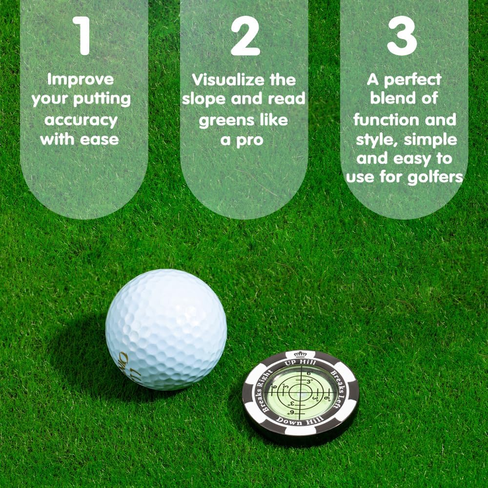 Slopemaster Progreen Reader - Golf Ball Marker With High Precision Green Reading Aid Golf Accessories For Men Women - Black