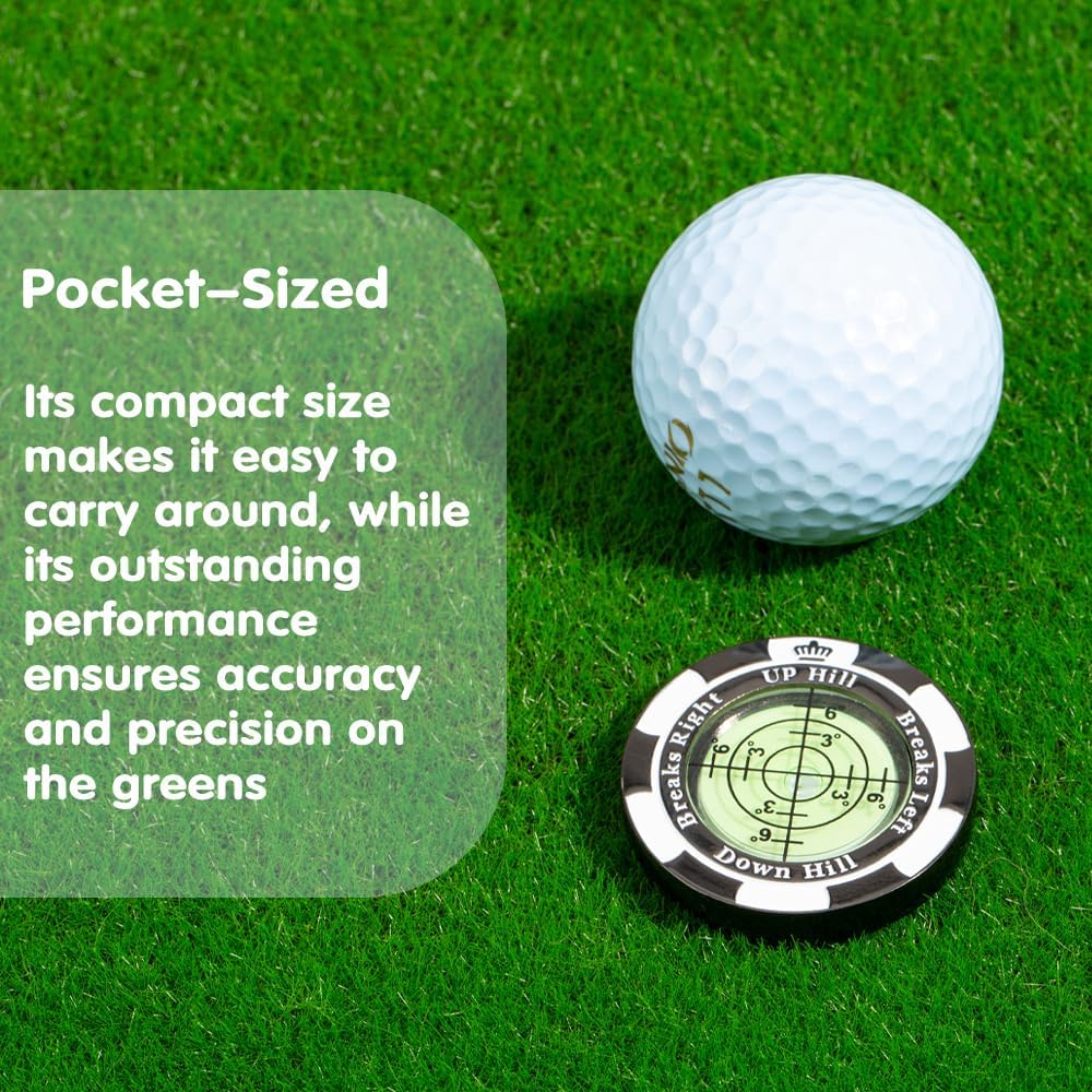 Slopemaster Progreen Reader - Golf Ball Marker With High Precision Green Reading Aid Golf Accessories For Men Women - Black