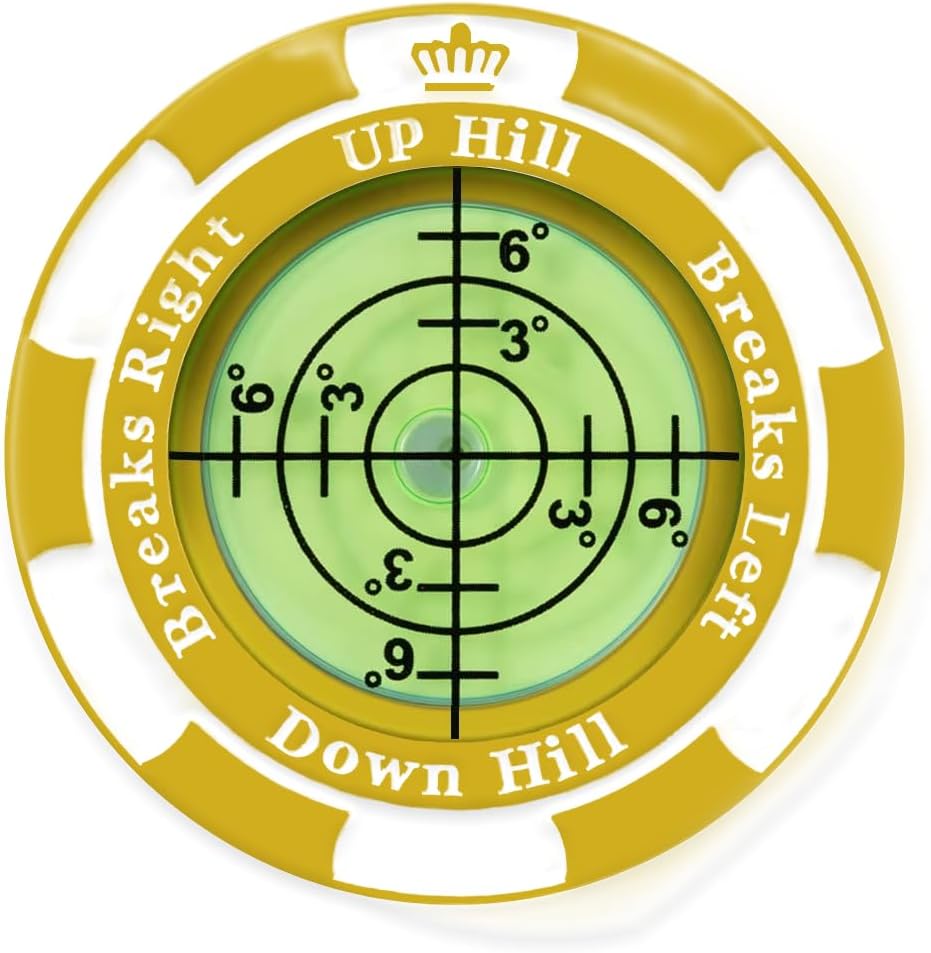 Slopemaster Progreen Reader - Golf Ball Marker With High Precision Green Reading Aid Golf Accessories For Men Women - Orange-Yellow