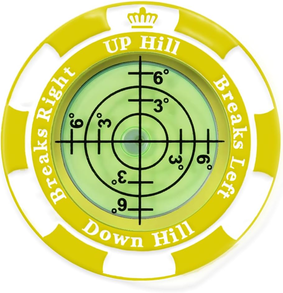 Slopemaster Progreen Reader - Golf Ball Marker With High Precision Green Reading Aid Golf Accessories For Men Women - Yellow