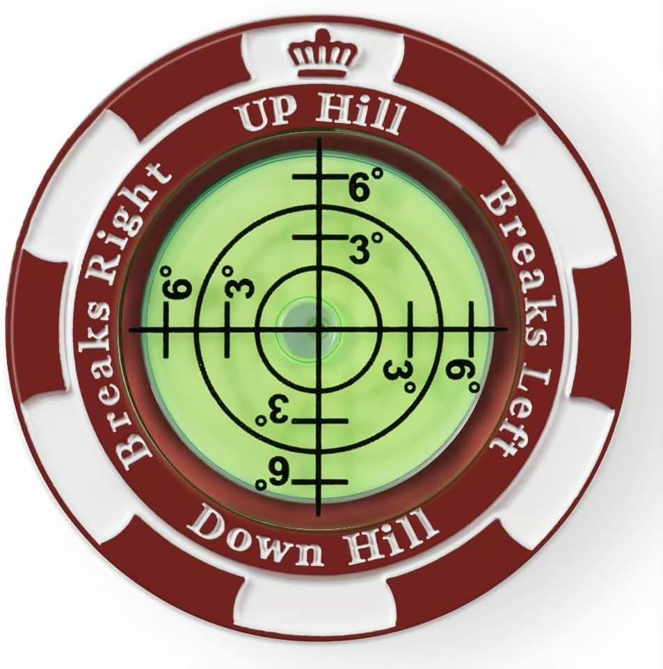 Slopemaster Progreen Reader - Golf Ball Marker With High Precision Green Reading Aid Golf Accessories For Men Women - Burgundy