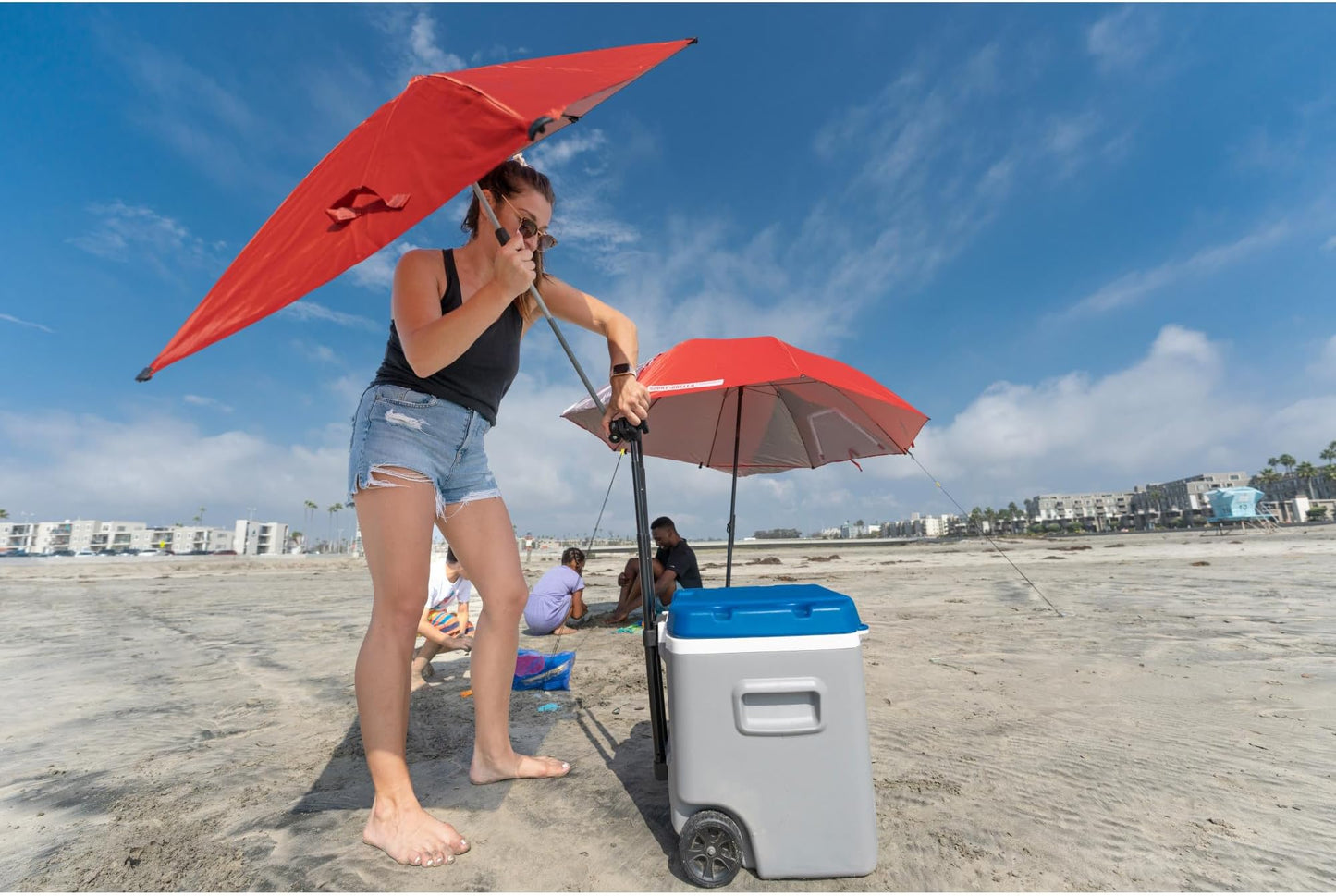 Sport-Brella Versa-Brella Spf 50+ Adjustable Umbrella With Universal Clamp - Firebrick Red