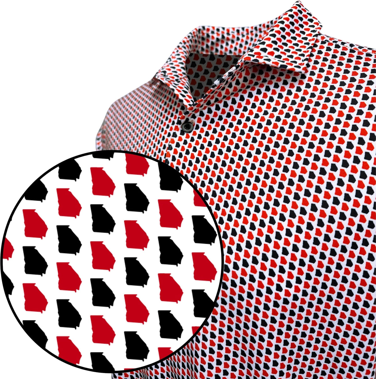 State Print Golf Shirt For Men - Short Sleeve Performance Polo - Georgia
