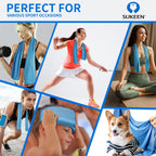 Sukeen 4 Pack Cooling Towels (40"x12"), Cooling Neck Wraps, Ice Towel, Soft Breathable Chilly Towel,microfiber Towel For Yoga,sport,running,gym,workout,camping,fitness,workout & More Activities - Blue/grey/green/pink