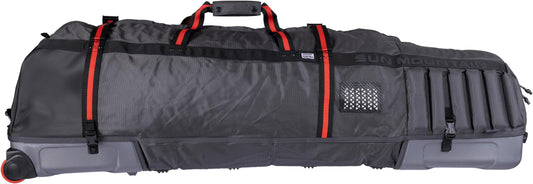 Sun Mountain Kube Golf Travel Bag - 2-Wheel Rolling System, Compact Folding For Easy Storage & Travel Convenience - Steel-Black-Rush Red