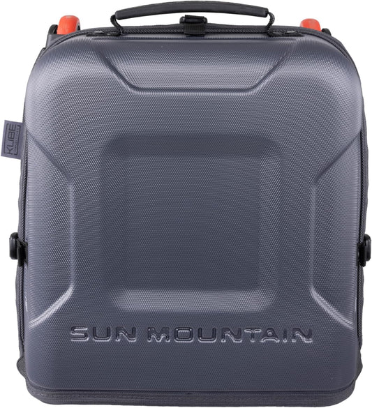 Sun Mountain Kube Golf Travel Bag - 2-Wheel Rolling System, Compact Folding For Easy Storage & Travel Convenience - Steel-Black-Rush Red