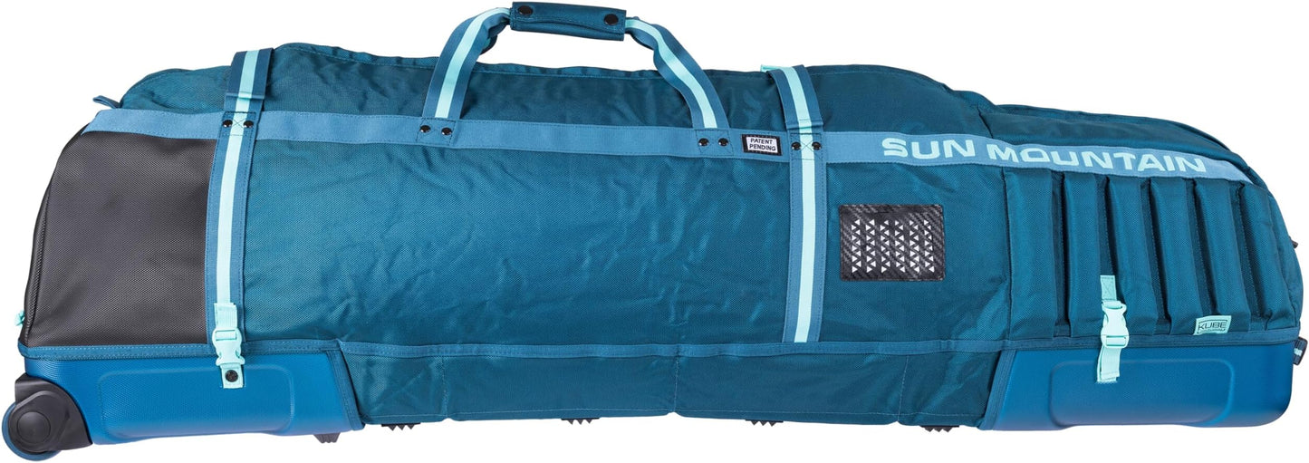 Sun Mountain Kube Golf Travel Bag - 2-Wheel Rolling System, Compact Folding For Easy Storage & Travel Convenience - Blue-Spruce-Waterfall