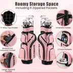 Tangkula 9/10/12 Pieces Women's Complete Golf Clubs Set, Golf Club Package Set With 460cc Driver, Fairway Wood & Hybrid, Irons, Putter, Portable Regular Golf Club Set - Pink