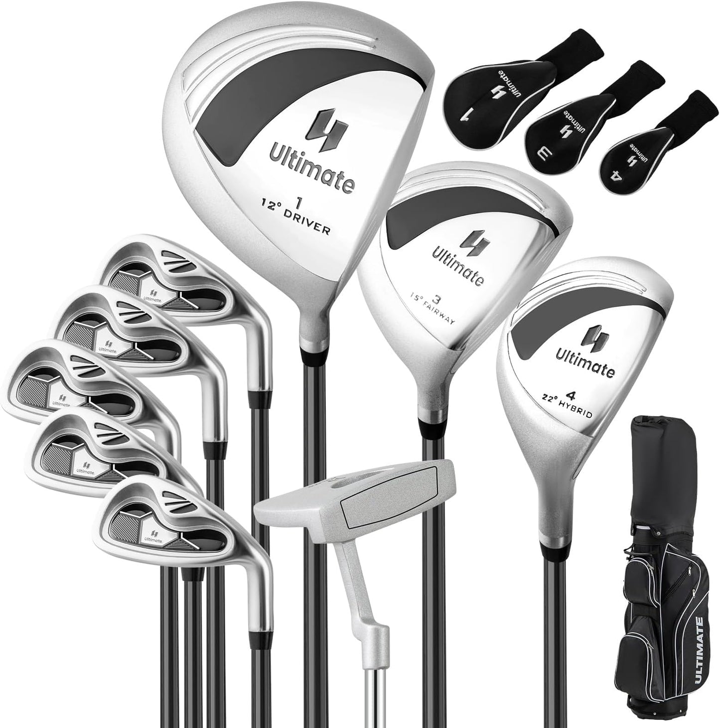 Tangkula 9/10/12 Pieces Women's Complete Golf Clubs Set, Golf Club Package Set With 460cc Driver, Fairway Wood & Hybrid, Irons, Putter, Portable Regular Golf Club Set - Black