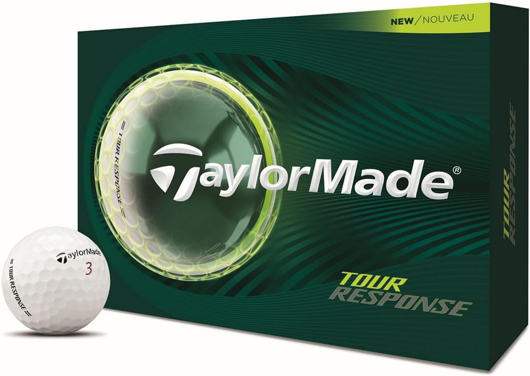Taylormade Tour Response Golf Balls, Enhanced 360° Clearpath Alignment, Speed Wrapped Core For Distance And Feel, Pack Of 12 - White