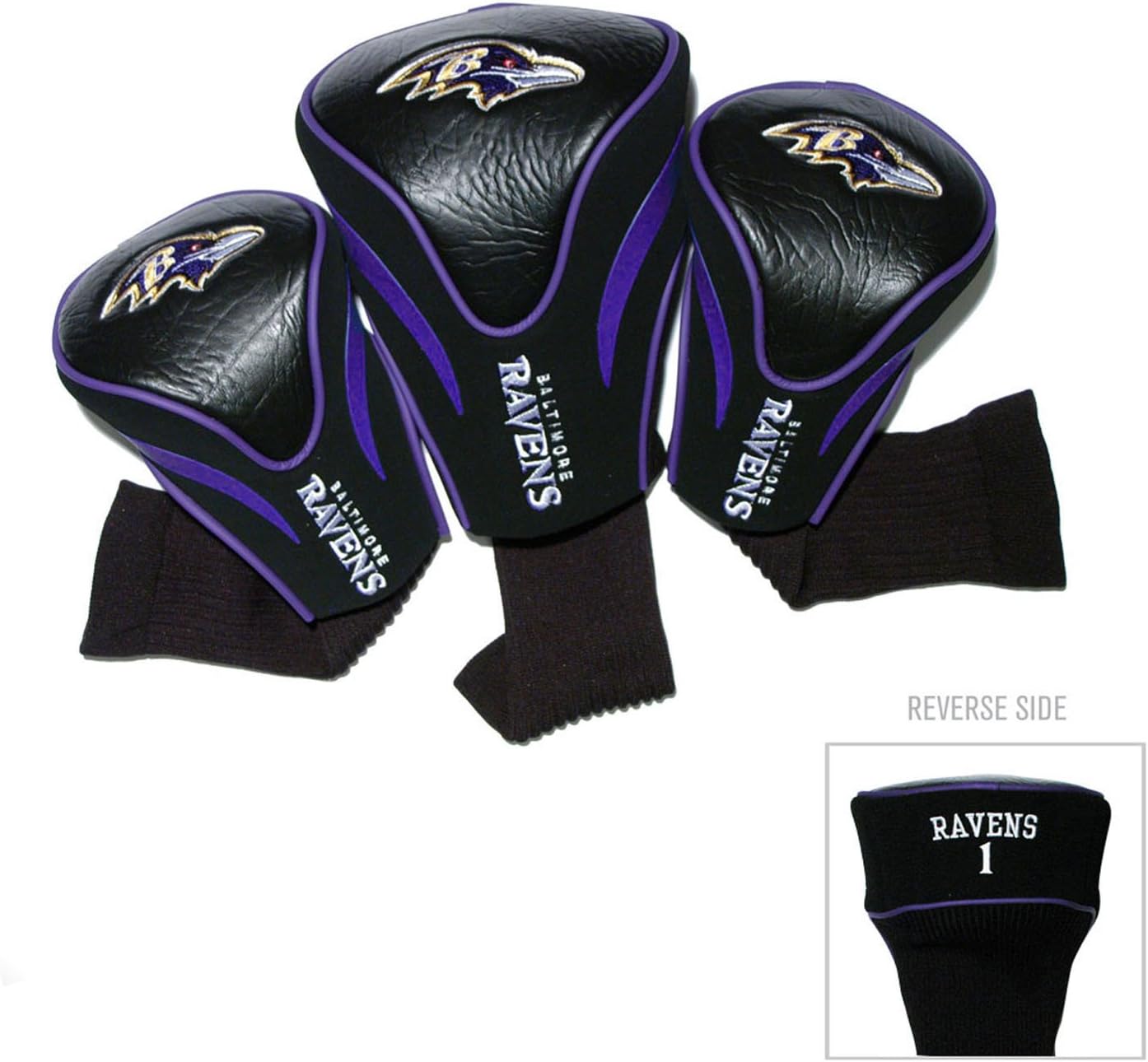 Team Golf Nfl Cincinnati Bengals Contour Golf Club Headcovers (3 Count) Numbered 1, 3, & X, Fits Oversized Drivers, Utility, Rescue & Fairway Clubs, Velour Lined For Extra Club Protection - Baltimore Ravens
