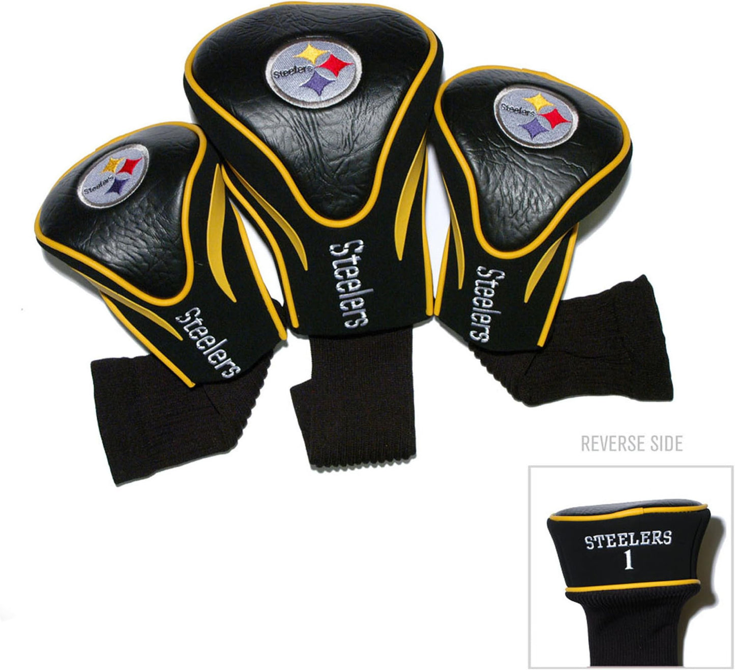 Team Golf Nfl Cincinnati Bengals Contour Golf Club Headcovers (3 Count) Numbered 1, 3, & X, Fits Oversized Drivers, Utility, Rescue & Fairway Clubs, Velour Lined For Extra Club Protection - Pittsburgh Steelers
