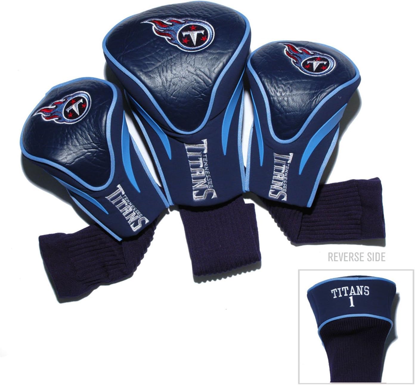 Team Golf Nfl Cincinnati Bengals Contour Golf Club Headcovers (3 Count) Numbered 1, 3, & X, Fits Oversized Drivers, Utility, Rescue & Fairway Clubs, Velour Lined For Extra Club Protection - Tennessee Titans