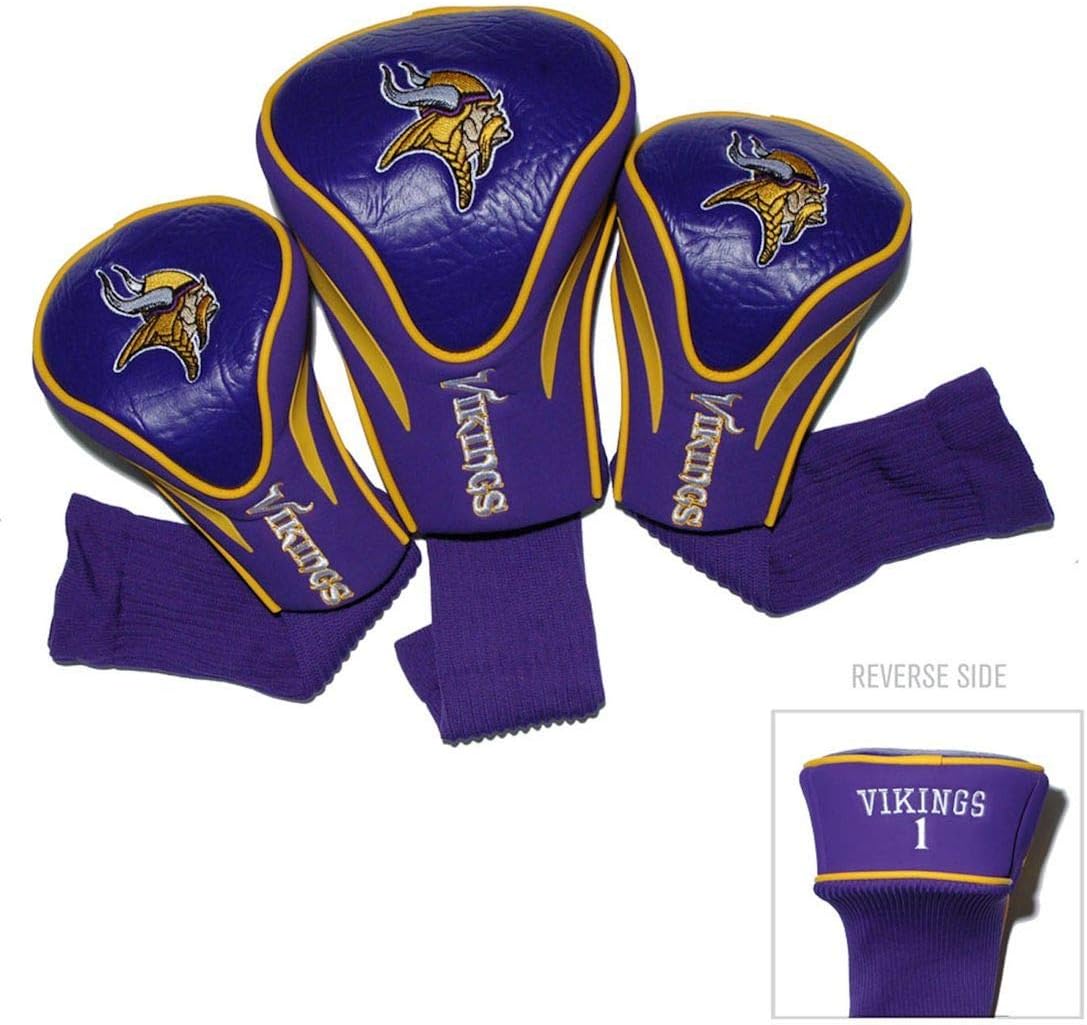 Team Golf Nfl Cincinnati Bengals Contour Golf Club Headcovers (3 Count) Numbered 1, 3, & X, Fits Oversized Drivers, Utility, Rescue & Fairway Clubs, Velour Lined For Extra Club Protection - Minnesota Vikings