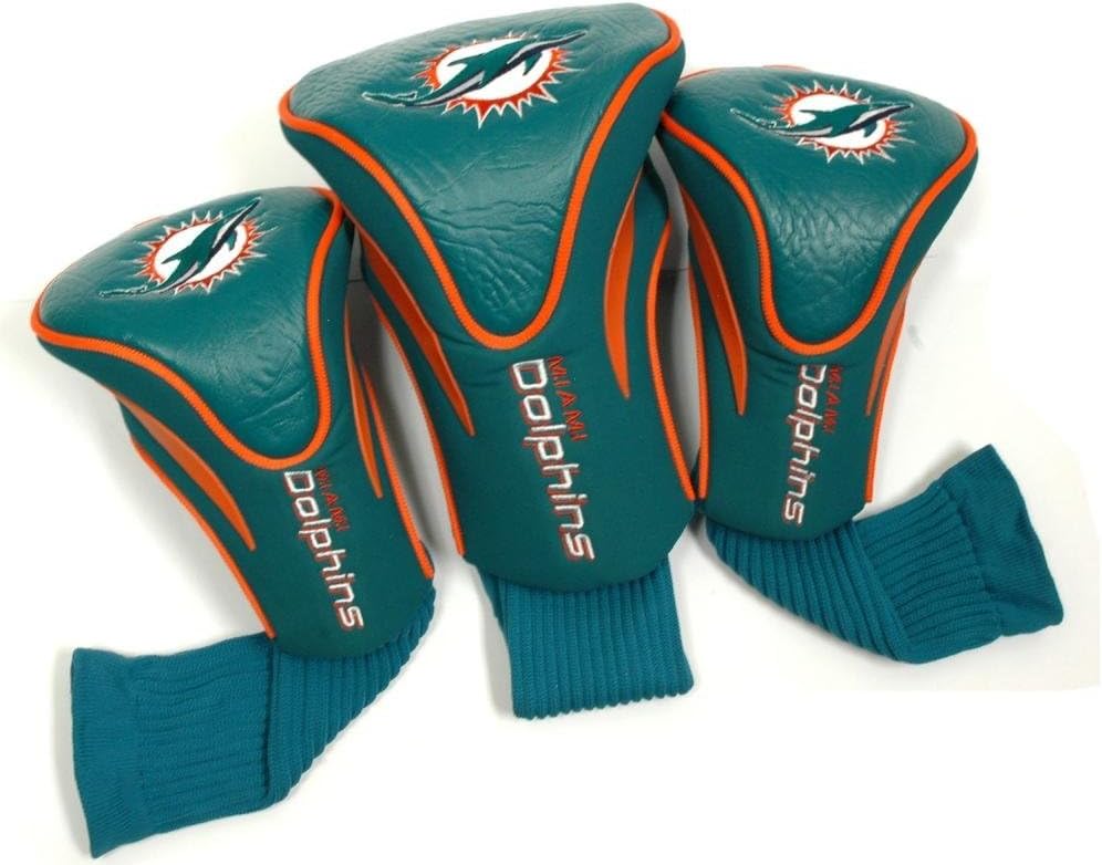Team Golf Nfl Cincinnati Bengals Contour Golf Club Headcovers (3 Count) Numbered 1, 3, & X, Fits Oversized Drivers, Utility, Rescue & Fairway Clubs, Velour Lined For Extra Club Protection - Miami Dolphins