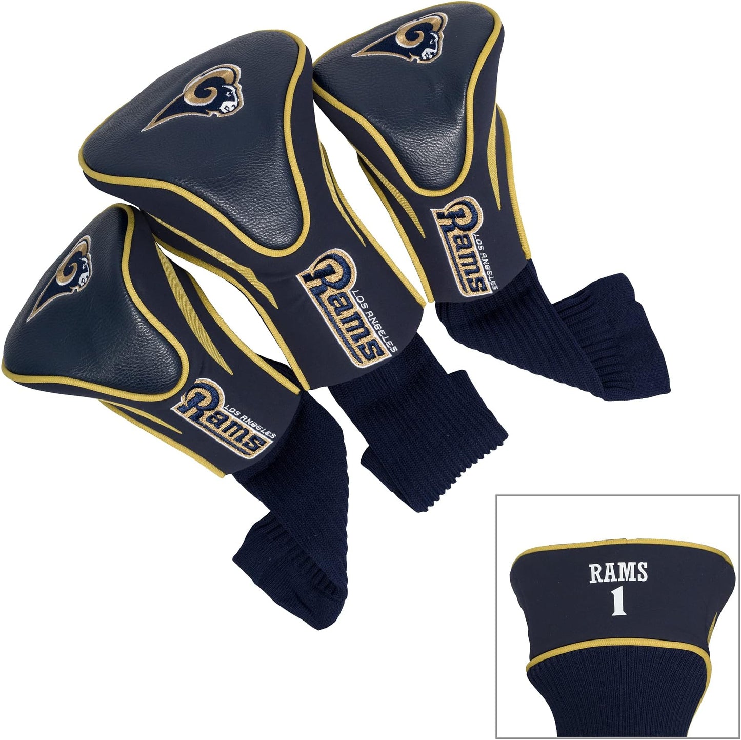 Team Golf Nfl Cincinnati Bengals Contour Golf Club Headcovers (3 Count) Numbered 1, 3, & X, Fits Oversized Drivers, Utility, Rescue & Fairway Clubs, Velour Lined For Extra Club Protection - Los Angeles Rams
