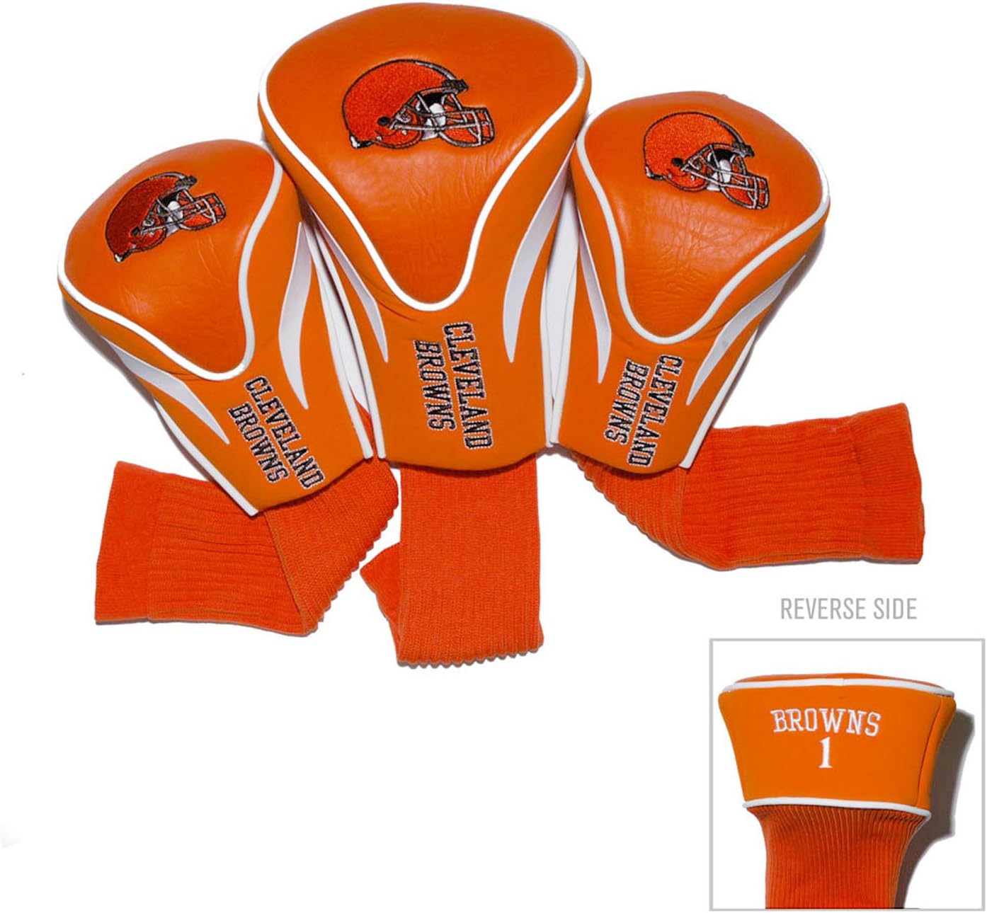 Team Golf Nfl Cincinnati Bengals Contour Golf Club Headcovers (3 Count) Numbered 1, 3, & X, Fits Oversized Drivers, Utility, Rescue & Fairway Clubs, Velour Lined For Extra Club Protection - Cleveland Browns
