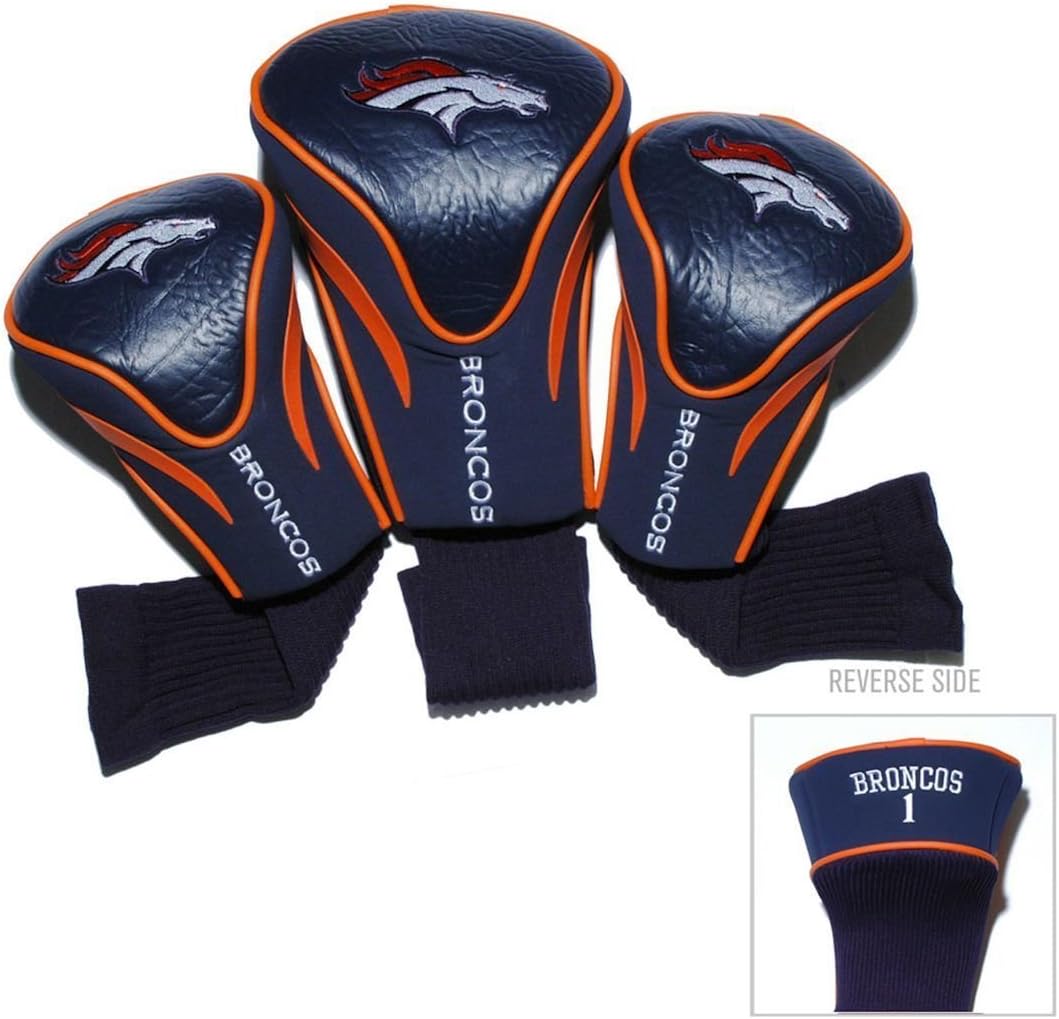 Team Golf Nfl Cincinnati Bengals Contour Golf Club Headcovers (3 Count) Numbered 1, 3, & X, Fits Oversized Drivers, Utility, Rescue & Fairway Clubs, Velour Lined For Extra Club Protection - Denver Broncos