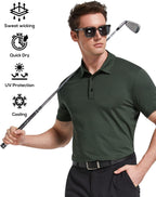 Telaleo 4/5 Pack Mens Polo Shirts Quick Dry Short Sleeve Golf T Shirt Performance Moisture Wicking Casual Workout - Black/light Grey/green/light Blue/blue(5 Pack)