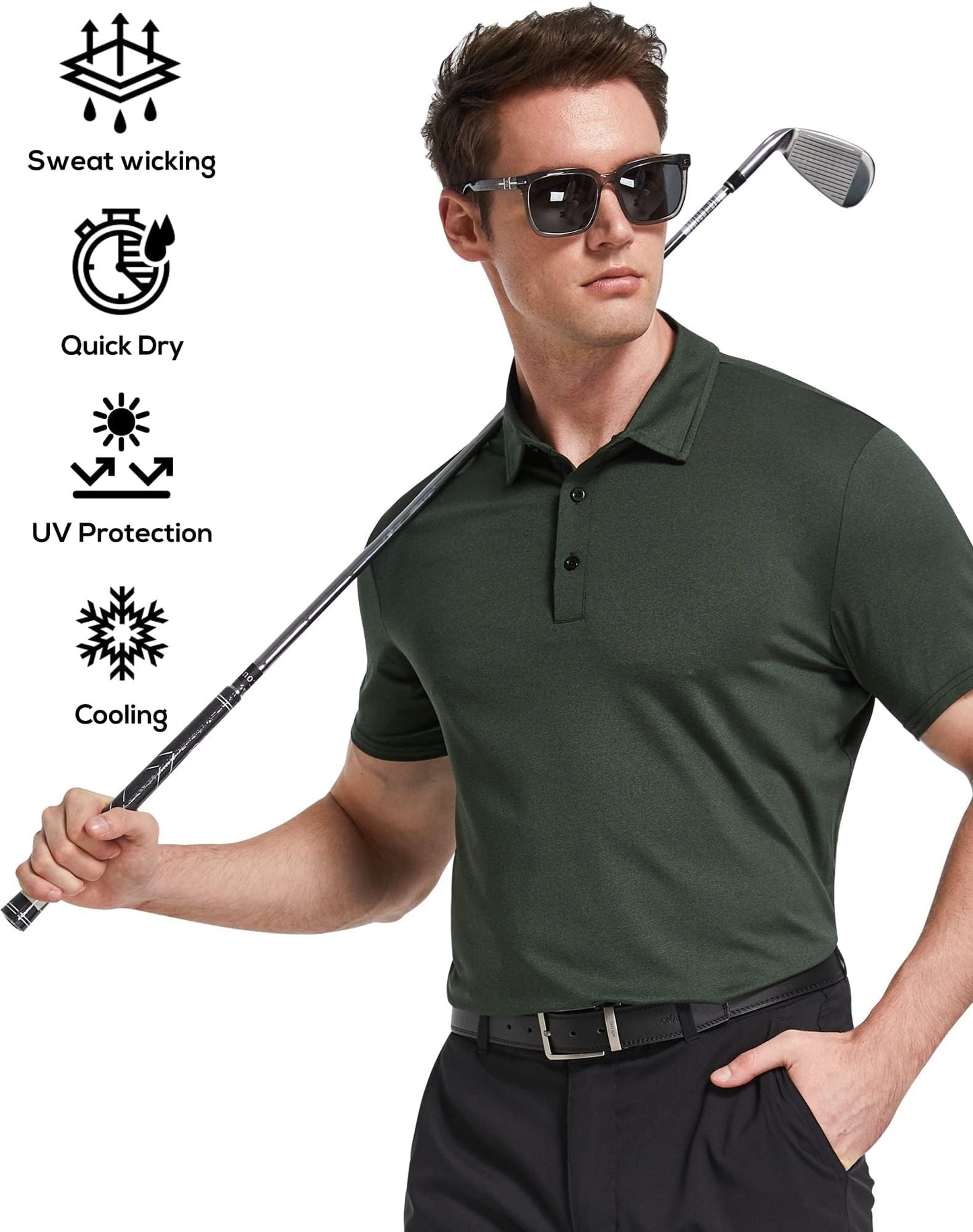 Telaleo 4/5 Pack Mens Polo Shirts Quick Dry Short Sleeve Golf T Shirt Performance Moisture Wicking Casual Workout - Black/light Grey/green/light Blue/blue(5 Pack)