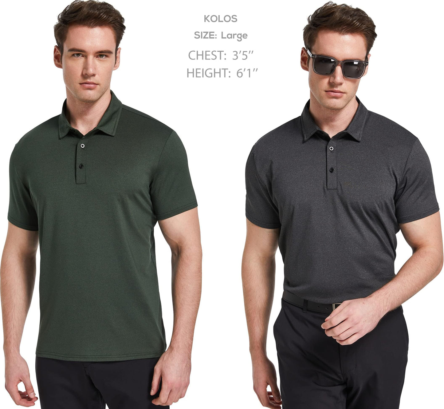 Telaleo 4/5 Pack Mens Polo Shirts Quick Dry Short Sleeve Golf T Shirt Performance Moisture Wicking Casual Workout - Black/light Grey/green/light Blue/blue(5 Pack)
