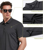 Telaleo 4/5 Pack Mens Polo Shirts Quick Dry Short Sleeve Golf T Shirt Performance Moisture Wicking Casual Workout - Black/light Grey/green/light Blue/blue(5 Pack)