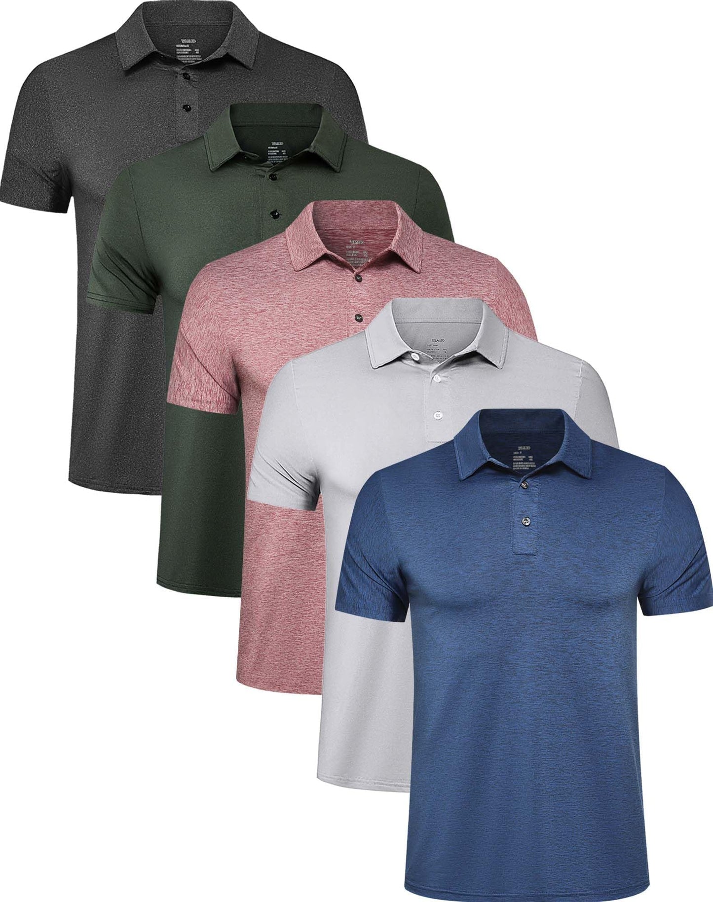 Telaleo 4/5 Pack Mens Polo Shirts Quick Dry Short Sleeve Golf T Shirt Performance Moisture Wicking Casual Workout - Sete(5 Pack)