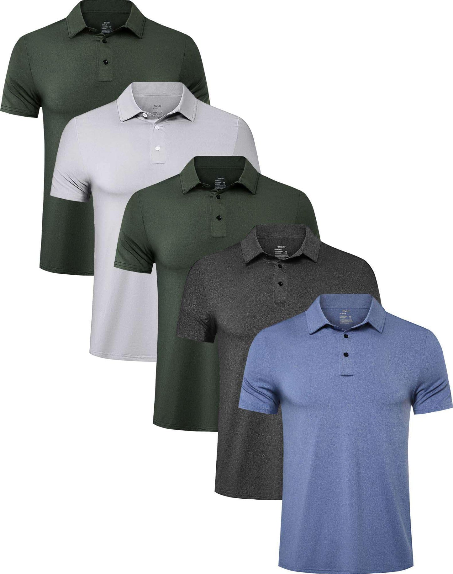 Telaleo 4/5 Pack Mens Polo Shirts Quick Dry Short Sleeve Golf T Shirt Performance Moisture Wicking Casual Workout - Setf(5 Pack)