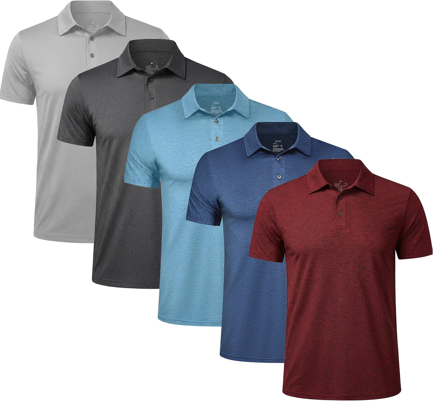 Telaleo 4/5 Pack Mens Polo Shirts Quick Dry Short Sleeve Golf T Shirt Performance Moisture Wicking Casual Workout - Seth(5 Pack)