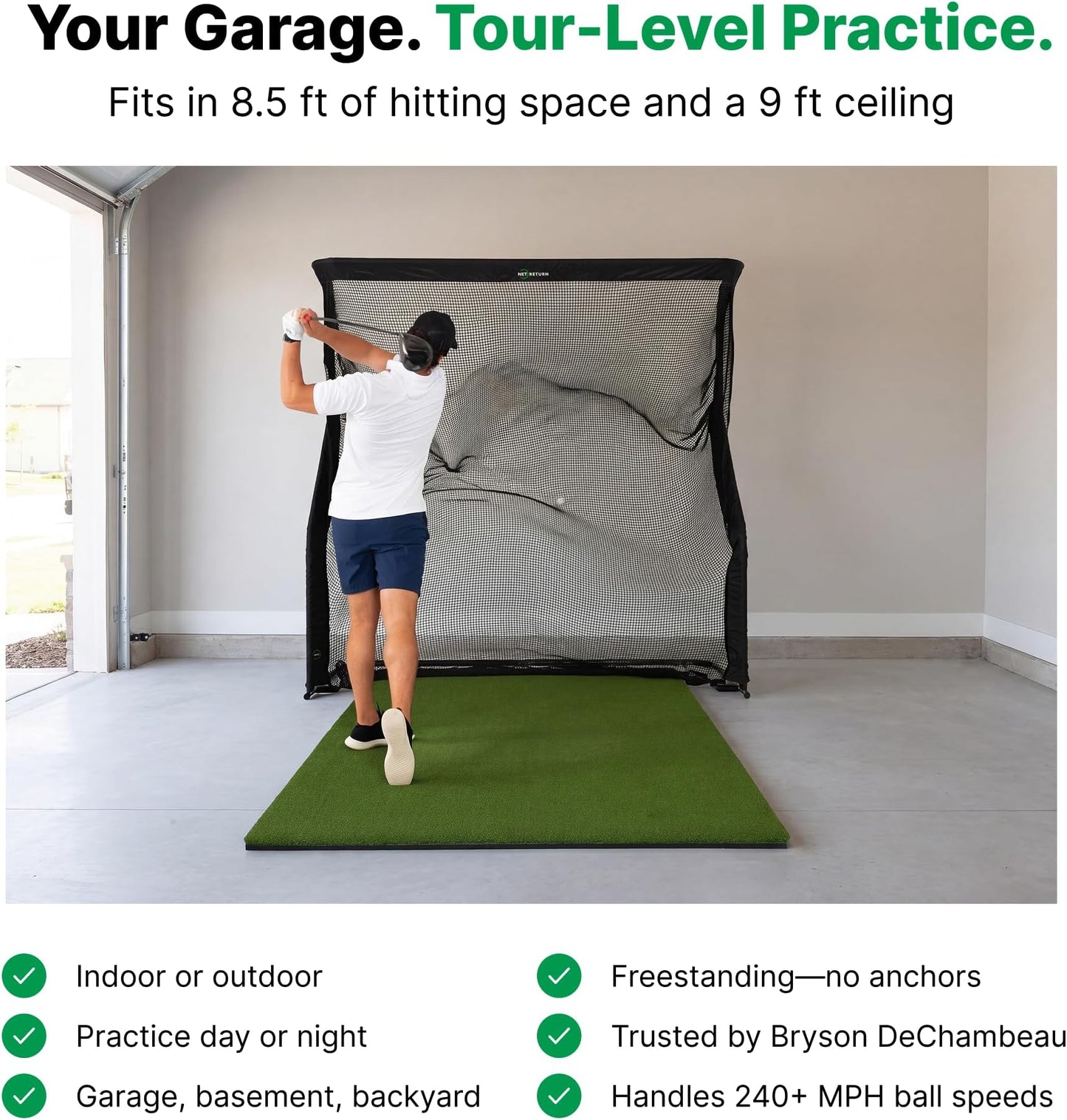 The Net Return Home/pro Series Golf Net, Multi-Sport, 7x7 Ft – 8x7.5 Ft, Auto Ball Return, Portable For Indoor/outdoor - 8 Ft X 7.5 Ft