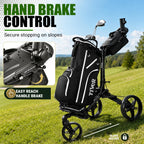 Tivor Golf Push Cart with 360° Front Wheels & Handbrake, 3-Wheel One-Click Folding