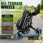 Tivor Golf Push Cart with 360° Front Wheels & Handbrake, 3-Wheel One-Click Folding