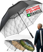 Tumella Golf Umbrella 62 Inch Windproof, Extra Large Auto Open, Double Canopy, Heavy Duty Rain Protection For Golf, Sports & Family Use, Wind Resistant & Tested 33+ Mph - Golf Ball