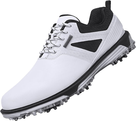 Ultiant Men's Golf Shoes Fixed Nailless Sole Waterproof Lightweight No-Slip Walking Shoes Size7.5-14 - White