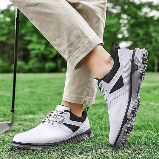 Ultiant Men's Golf Shoes Fixed Nailless Sole Waterproof Lightweight No-Slip Walking Shoes Size7.5-14 - White