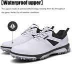 Ultiant Men's Golf Shoes Fixed Nailless Sole Waterproof Lightweight No-Slip Walking Shoes Size7.5-14 - White