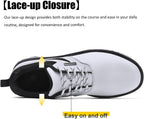 Ultiant Men's Golf Shoes Fixed Nailless Sole Waterproof Lightweight No-Slip Walking Shoes Size7.5-14 - White