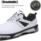 Ultiant Men's Golf Shoes Fixed Nailless Sole Waterproof Lightweight No-Slip Walking Shoes Size7.5-14 - White