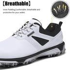 Ultiant Men's Golf Shoes Fixed Nailless Sole Waterproof Lightweight No-Slip Walking Shoes Size7.5-14 - White