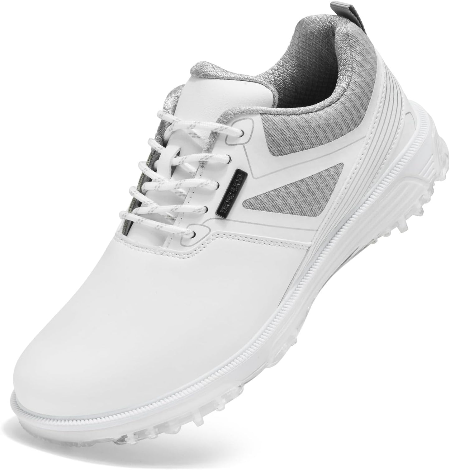 Ultiant Men's Golf Shoes Fixed Nailless Sole Waterproof Lightweight No-Slip Walking Shoes Size7.5-14 - All White