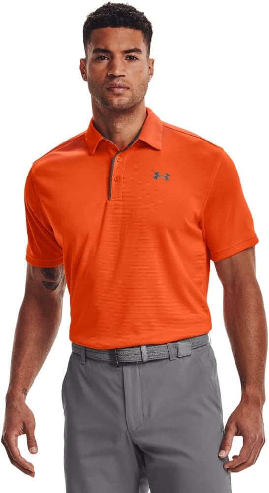 Under Armour Men's Tech Golf Polo - Orange/ Graphite/ Graphite