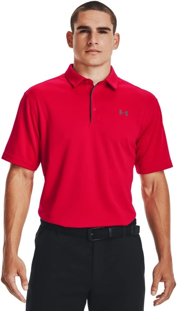 Under Armour Men's Tech Golf Polo - Red (600)/graphite