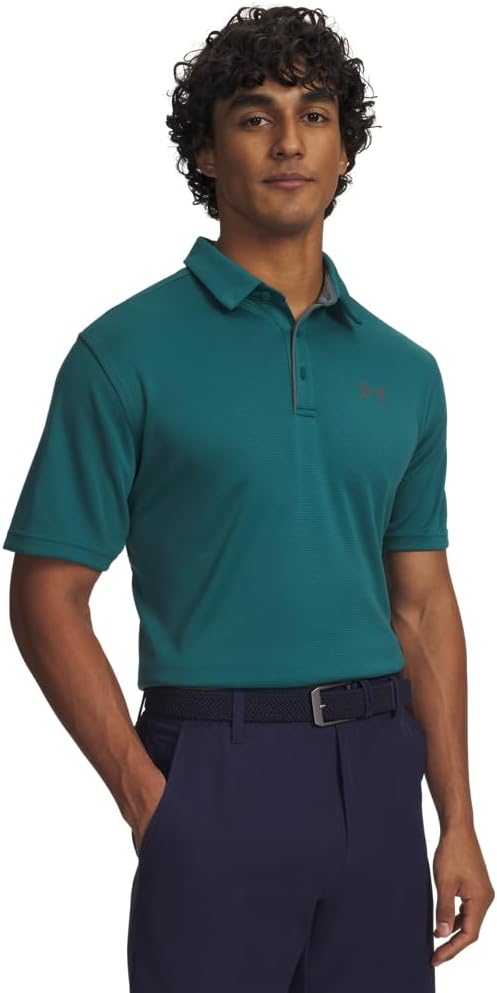 Under Armour Men's Tech Golf Polo - (338) Rack Green / Pitch Gray / Pitch Gray
