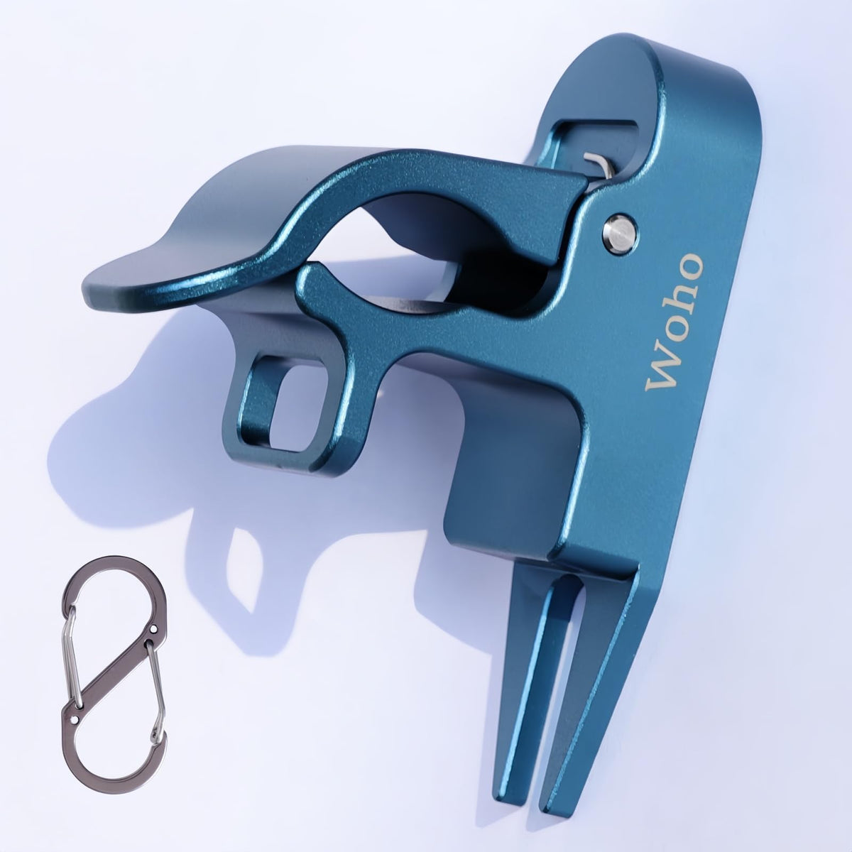 Woho Magnetic Cigar Holder For Golf Cart, Aluminum Alloy Golf Cigar Holder With Fork Hold Cigar In The Grass, Golf Cart Accessories With Dual Opening Carabiner For 30-60 Rings, Gift For Men/golfer - Blue