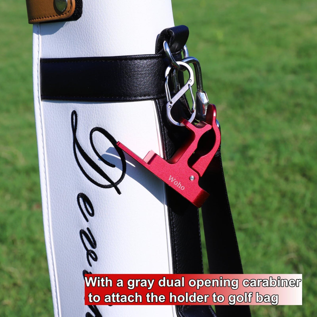 Woho Magnetic Cigar Holder For Golf Cart, Aluminum Alloy Golf Cigar Holder With Fork Hold Cigar In The Grass, Golf Cart Accessories With Dual Opening Carabiner For 30-60 Rings, Gift For Men/golfer - Red
