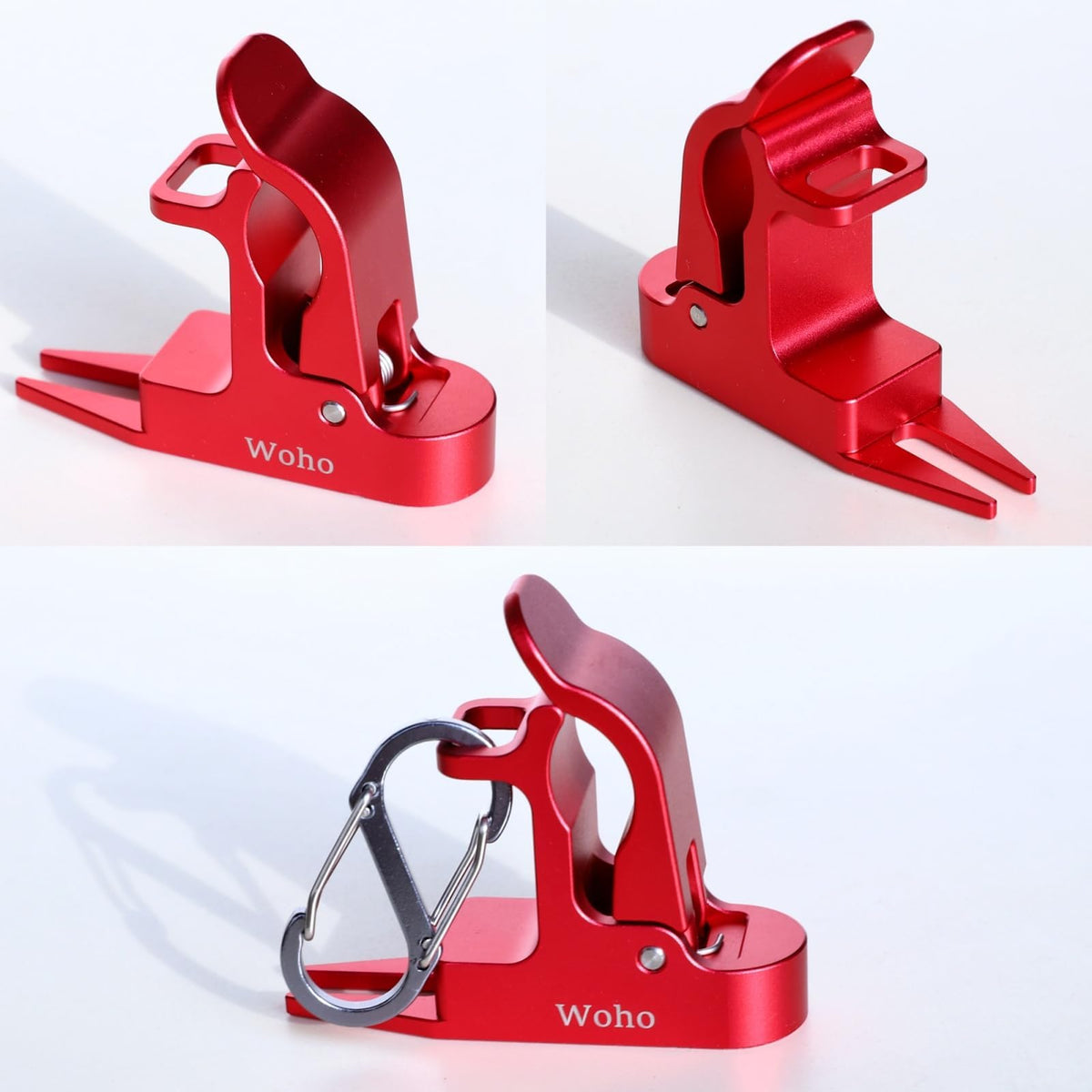 Woho Magnetic Cigar Holder For Golf Cart, Aluminum Alloy Golf Cigar Holder With Fork Hold Cigar In The Grass, Golf Cart Accessories With Dual Opening Carabiner For 30-60 Rings, Gift For Men/golfer - Red