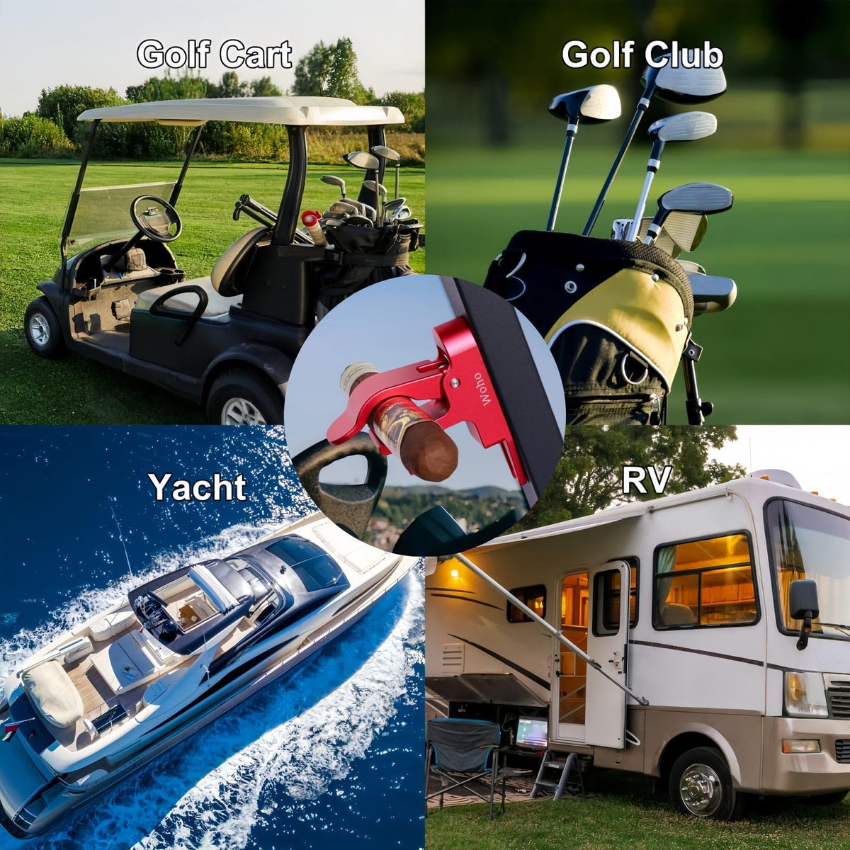 Woho Magnetic Cigar Holder For Golf Cart, Aluminum Alloy Golf Cigar Holder With Fork Hold Cigar In The Grass, Golf Cart Accessories With Dual Opening Carabiner For 30-60 Rings, Gift For Men/golfer - Red