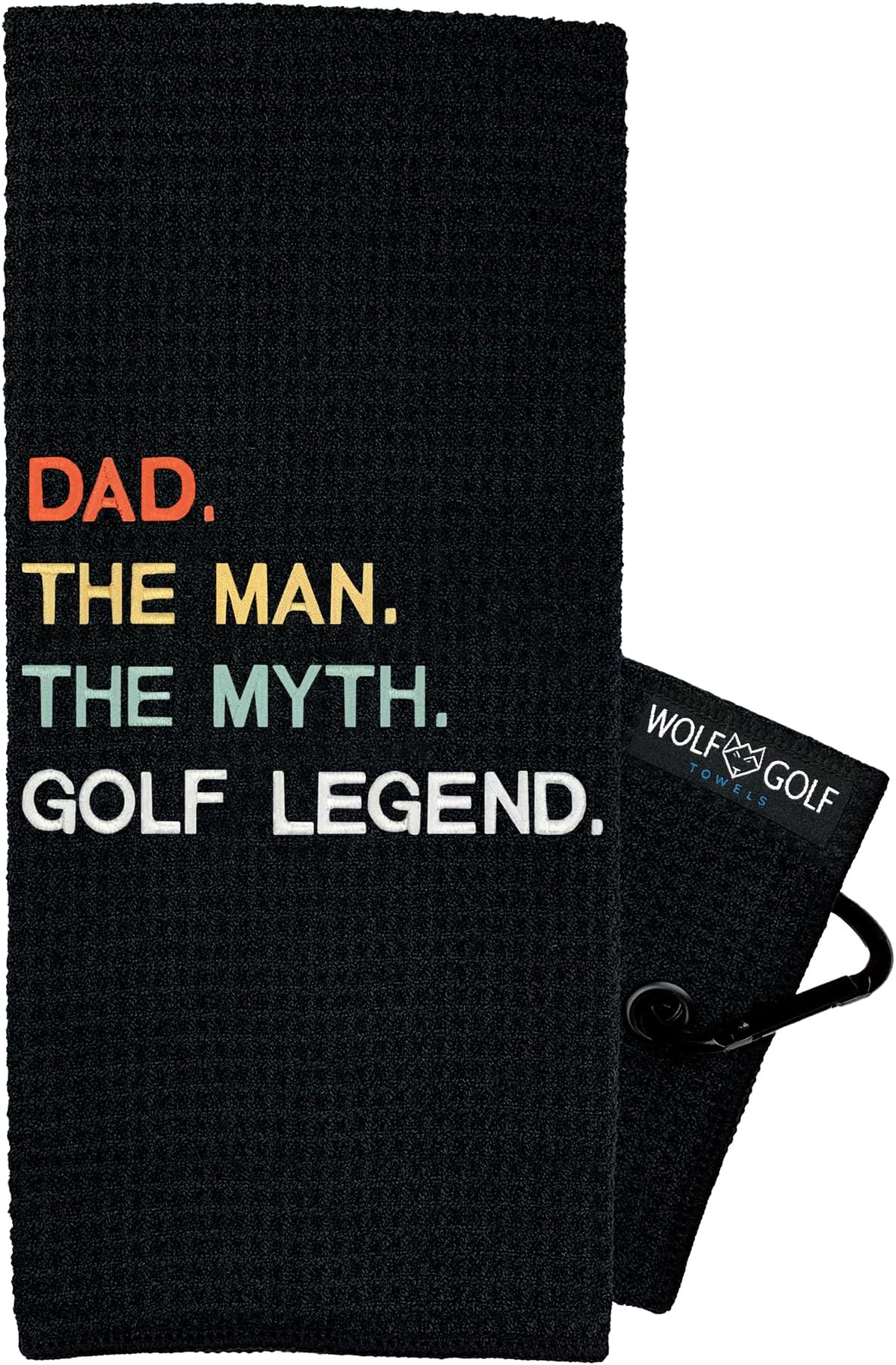 Wolf Golf Towels - Best Grandpa By Par Golf Towel - Golf Accessories For Men - Golf Gifts For Men - Embroidered Funny Golf Towel - Dad Man Myth Golf Legend