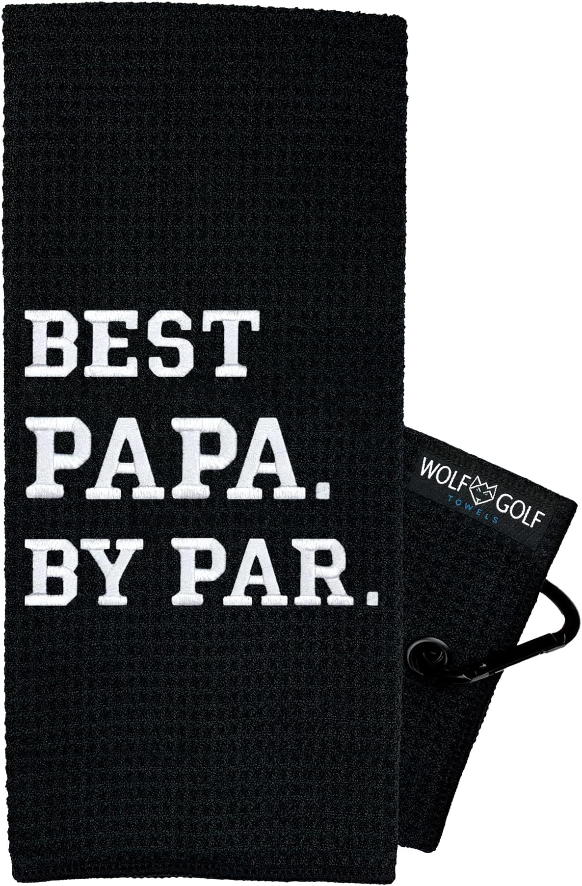 Wolf Golf Towels - Best Grandpa By Par Golf Towel - Golf Accessories For Men - Golf Gifts For Men - Embroidered Funny Golf Towel - Best Papa By Par - Black